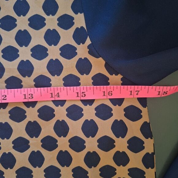 Anthropologie Everly polka dot shift dress small tan and blue - Picture 2 of 7